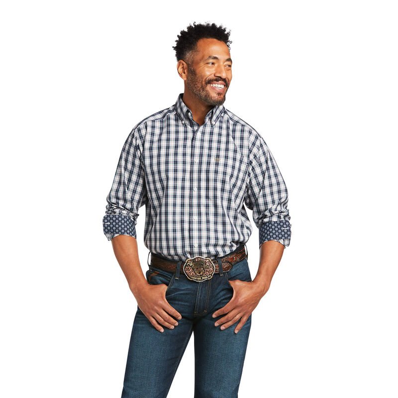 Ariat Hemden Herren - Wrinkle Free Dereck Classic Fit Weiß/Navy ( VBYXO-2470 )